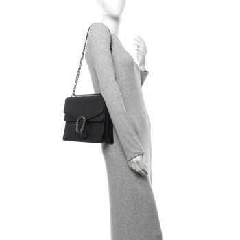 GUCCI Dollar Calfskin Crystal Medium Dionysus Shoulder Bag Black Black Diamond