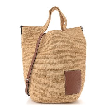 LOEWE Raffia Paula's Ibiza Slit Tote Bag Natural Tan