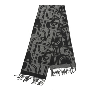 HERMES Cashmere Brides de Gala en Desordre Muffler Gris Chine Anthracite