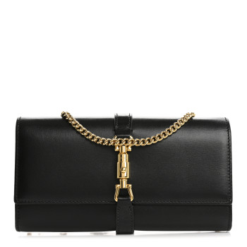 GUCCI Calfskin Jackie 1961 Chain Wallet Black