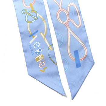 HERMES Silk Do Re Boucles Twilly Bleu Ciel Blue Cob