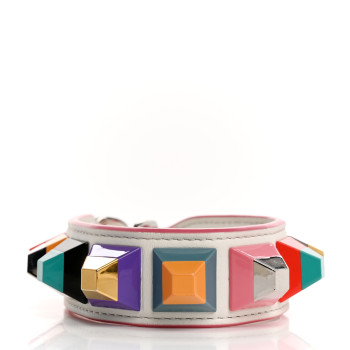 FENDI Vitello Dolce Plexiglass Studded Mini Strap You White Multicolor