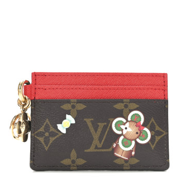 LOUIS VUITTON Monogram LV Charms 2024 Christmas Animation Candy Factory Card Holder Candy Red