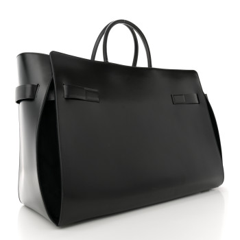 SALVATORE FERRAGAMO Brushed Off Calfskin XL Gancini Buckles Tote Bag Black