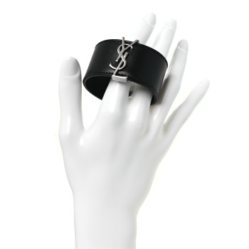 SAINT LAURENT Calfskin Monogram Bracelet Black