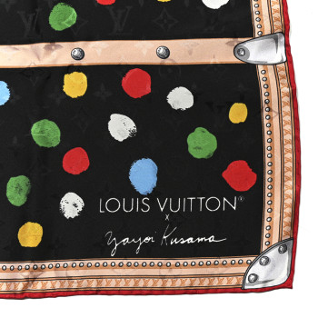 LOUIS VUITTON LV X YK Silk Monogram Dots Square Scarf 90 Black