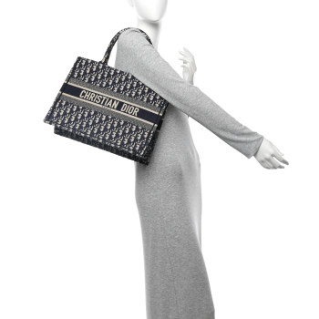 CHRISTIAN DIOR Oblique Medium Book Tote Blue Multicolor