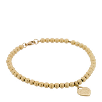 TIFFANY 18K Yellow Gold 4mm Return to Tiffany Bead Heart Tag Bracelet