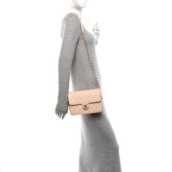 CHANEL Caviar Quilted Large Like A Wallet Flap Light Beige