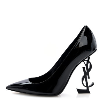 SAINT LAURENT Patent Calfskin Opyum 110 Pumps 36.5 Black
