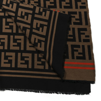 FENDI Wool Silk FF Poncho Camel