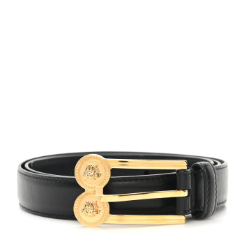 VERSACE Calfskin La Medusa Skinny 90 36 Belt Black