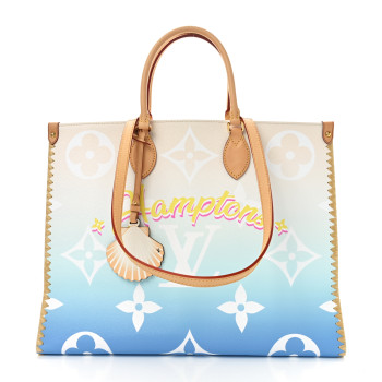 LOUIS VUITTON Monogram Giant Raffia Hamptons By The Pool Onthego GM Blue