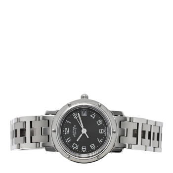 HERMES Stainless Steel 24mm Clipper Quartz Watch Grey