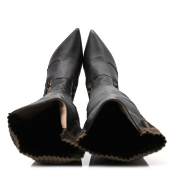 FENDI Nappa Microfiber Fabric FF Rockoko Thigh High Boots 40 Ebano Tobacco Black