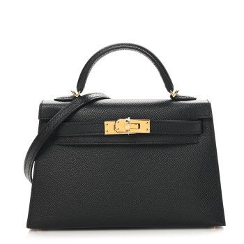 HERMES Epsom Mini Kelly Sellier 20 Black