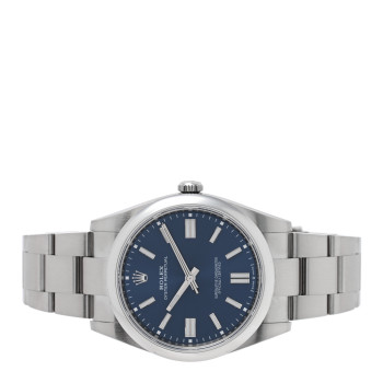 ROLEX Stainless Steel 41mm Oyster Perpetual Watch Bright Blue 124300