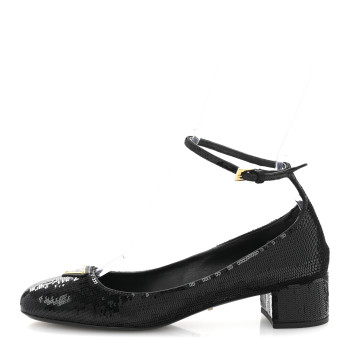 PRADA Sequin Triangle Pumps 37.5 Black