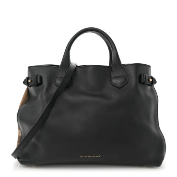 BURBERRY Smooth Calfskin Medium Sartorial Banner Tote Black