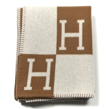HERMES Wool Cashmere Avalon Blanket Ecru Camel