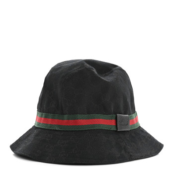 GUCCI Monogram Web Bucket Hat M Black
