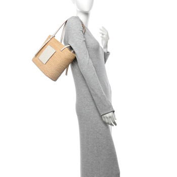 LOEWE Raffia Square Small Basket Tote Bag Natural White