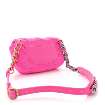 CHANEL Jersey Quilted Chanel 19 Waist Bag Pink