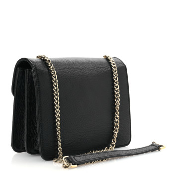 GUCCI Dollar Calfskin Small Interlocking G Shoulder Bag Black