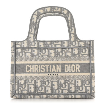 CHRISTIAN DIOR Oblique Mini Book Tote Grey Multicolor