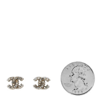 CHANEL Crystal Mini CC Earrings Silver