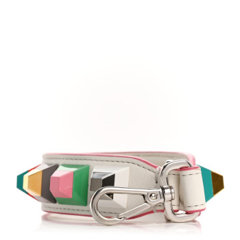 FENDI Vitello Dolce Plexiglass Studded Mini Strap You White Multicolor