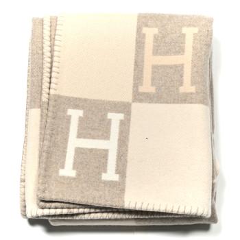 HERMES Wool Cashmere Avalon III Blanket Coco Camomille