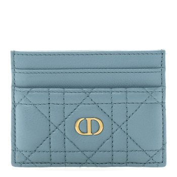 CHRISTIAN DIOR Supple Calfskin Cannage Caro Five-Slot Card Holder Blue
