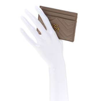 GUCCI Calfskin Matelasse GG Marmont Card Holder Porcelain Rose