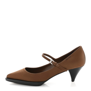 PRADA Satin Mary Jane Pumps 36 Tobacco