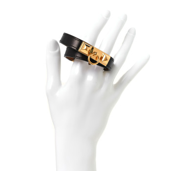 HERMES Box Rivale Double Tour Bracelet M Black