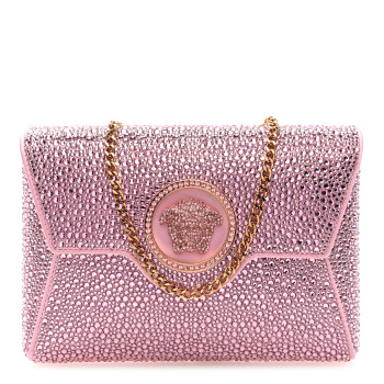 VERSACE Crystal La Medusa Envelope Clutch Pink