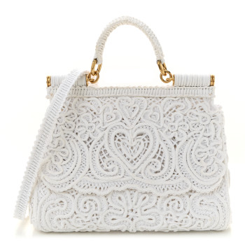 DOLCE & GABBANA Cordonetto Lace Medium Miss Sicily Satchel White