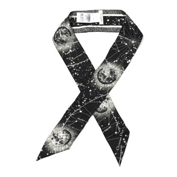 CHRISTIAN DIOR Silk Zodiac Aries Mitzah Scarf Black