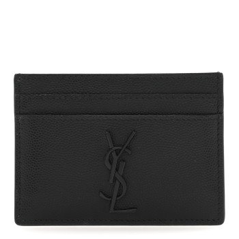 SAINT LAURENT Grain De Poudre Matelasse Chevron Monochrome Monogram Credit Card Case Black