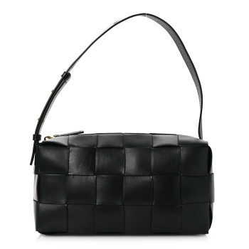 BOTTEGA VENETA Lambskin Maxi Intrecciato Brick Cassette Bag Black