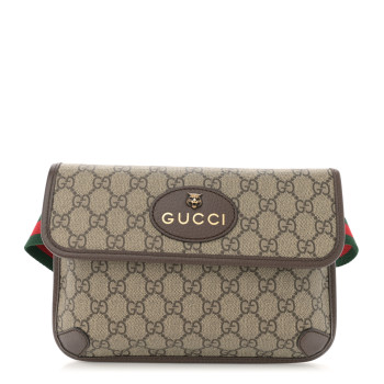 GUCCI GG Supreme Monogram Neo Vintage Web Belt Bag Brown