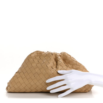 BOTTEGA VENETA Nappa Maxi Intrecciato The Pouch Oversized Clutch Almond