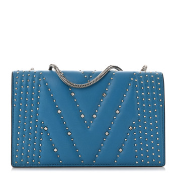 MCM Lambskin Diamond Disco Flap Crossbody Bag Blue