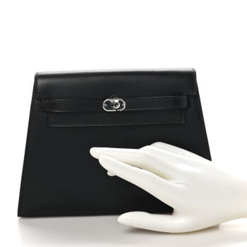 HERMES Box Kelly Crutch Clutch Black