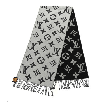 LOUIS VUITTON Wool Simply LV Scarf Black