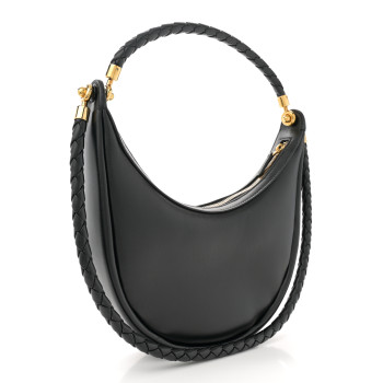 BOTTEGA VENETA Smooth Calfskin Hula Hoop Shoulder Bag Black