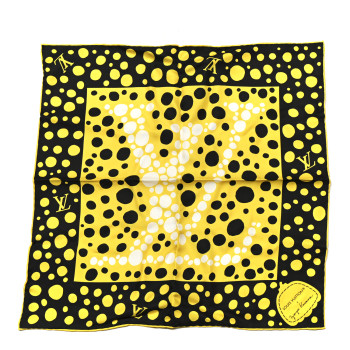 LOUIS VUITTON LV x YK Silk Monogram Dots Scarf 45 Yellow Black