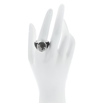 DAVID YURMAN Sterling Silver Black Diamond Pave Waves Signet Ring 62 10