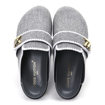 LOUIS VUITTON Wool Womens Cosy Flat Comfort Clog Mules 42 Anthracite Grey